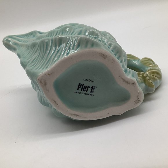 Pier 1 Imports Turquoise Blue Creamer and Sugar Bowl set, Sea Shell Pattern - Picture 7 of 12